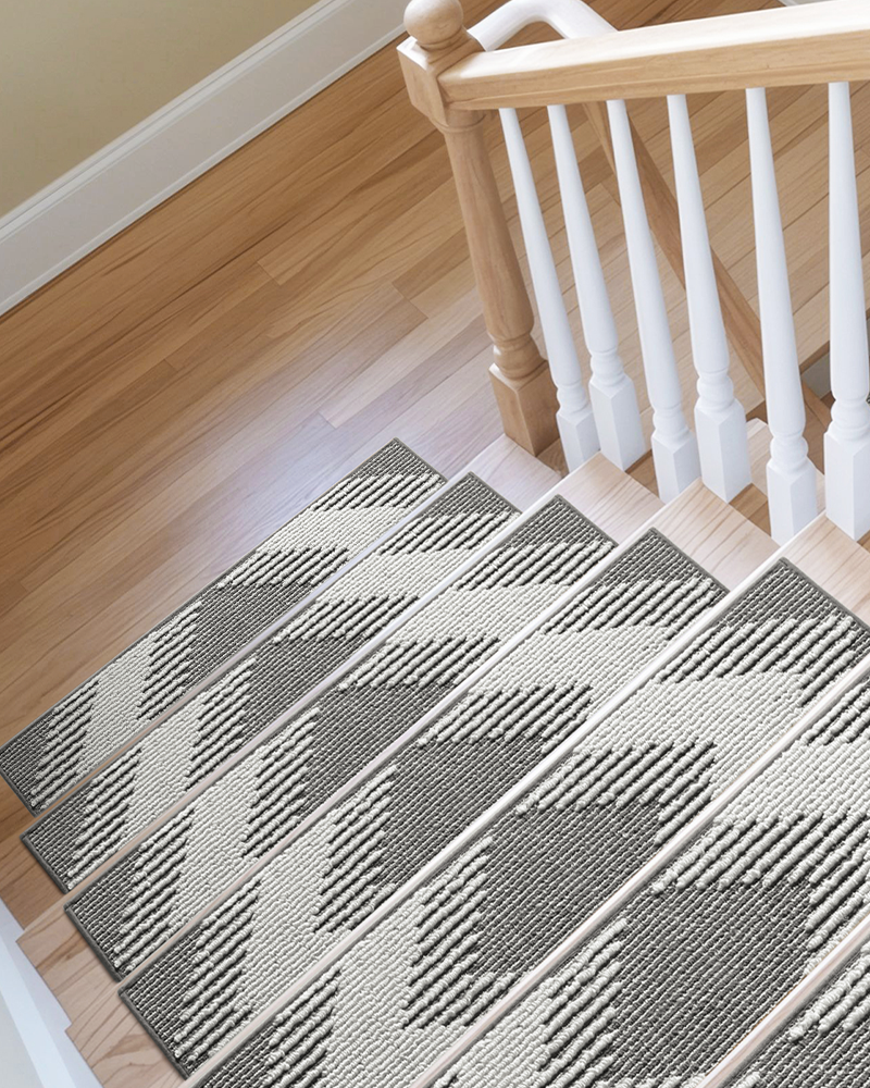 15PCS 3D peel and stick stair treads for indoor use, safe and non-slip.
