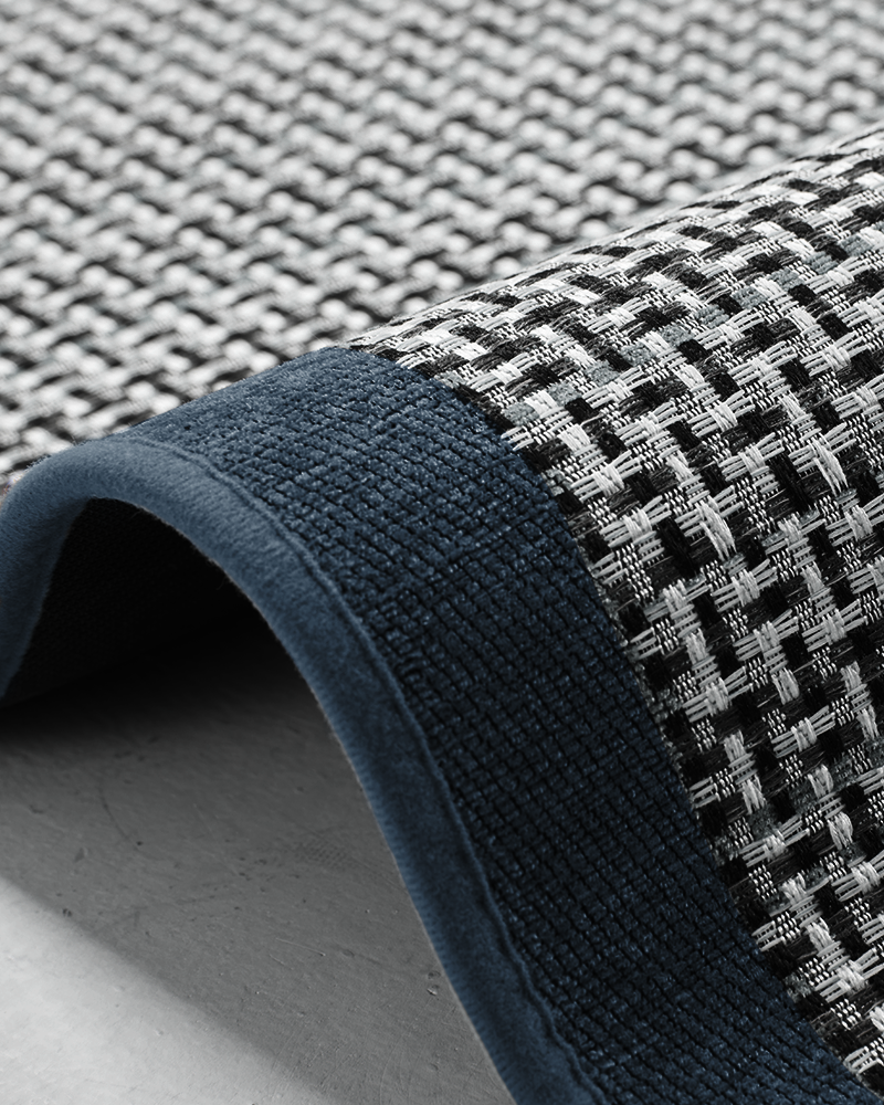 Washable flat weave kitchen rug set with non slip surface.