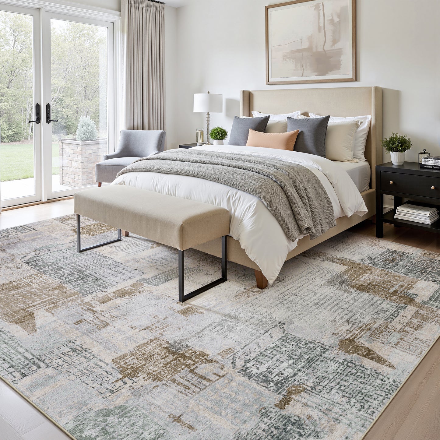 Area Rug Abstract Washable Rugs for Living Room