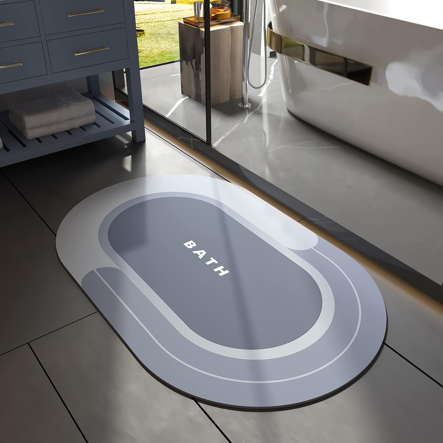 Circle Easy Care Quick Dry Bath Mat - Blue