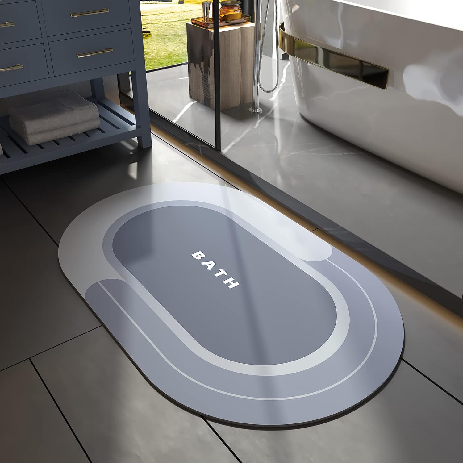 Circle Easy Care Quick Dry Bath Mat - Gray