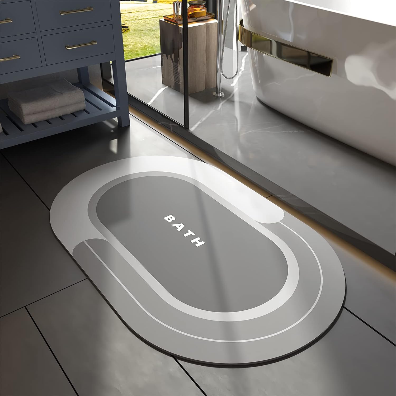 Circle Easy Care Quick Dry Bath Mat - Black