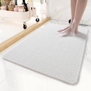 Square PVC Loofah Non-Slip Bath Mat - White