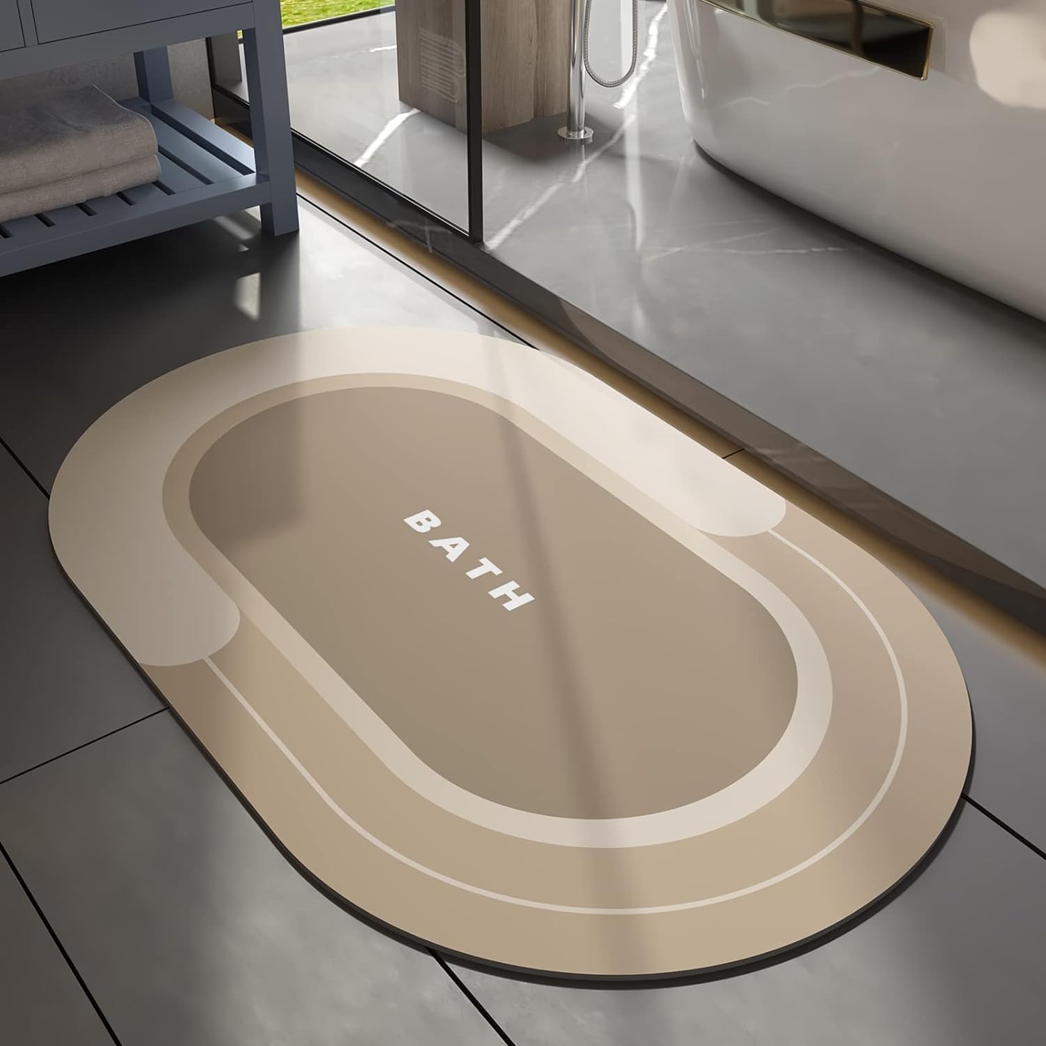 Circle Easy Care Quick Dry Bath Mat - Beige