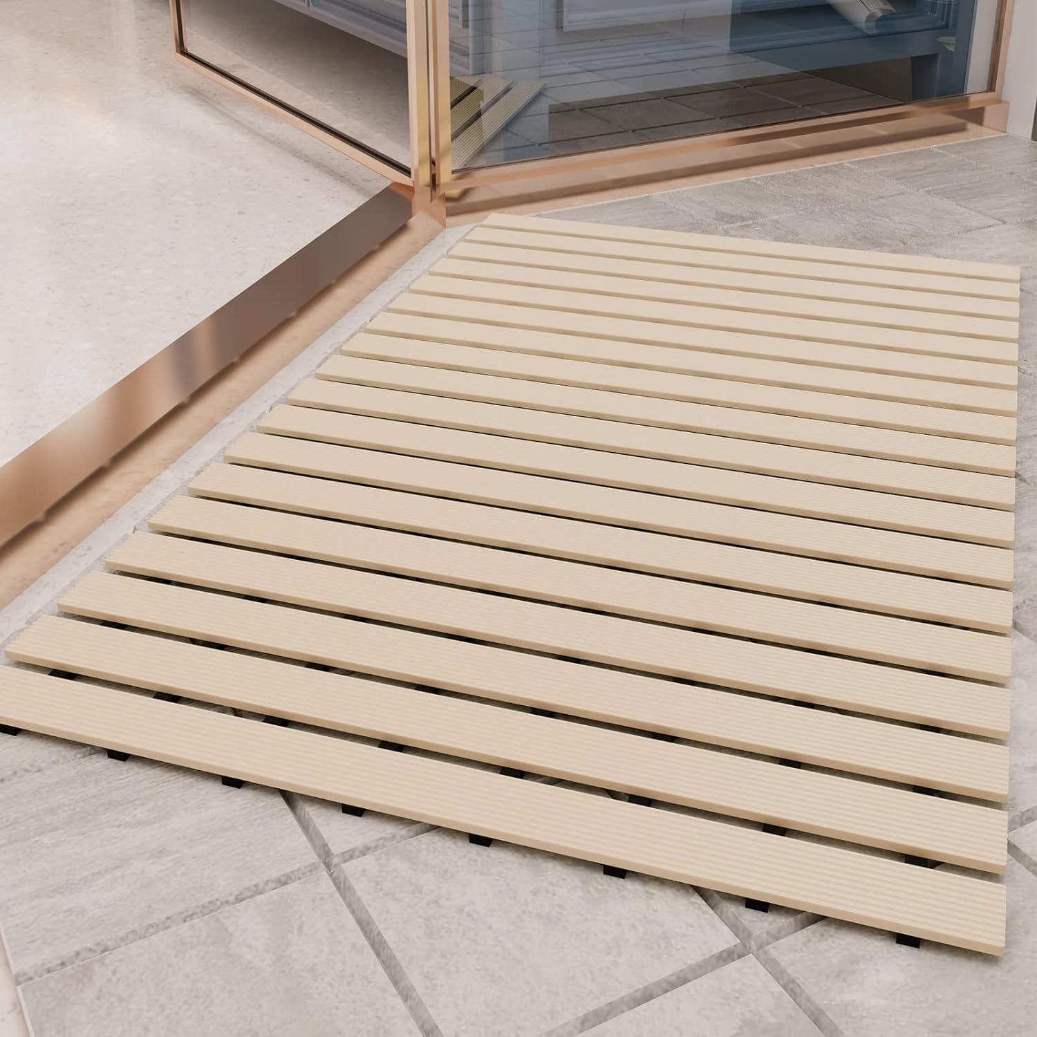 Heavy Duty Rubber Bath Mat - Beige