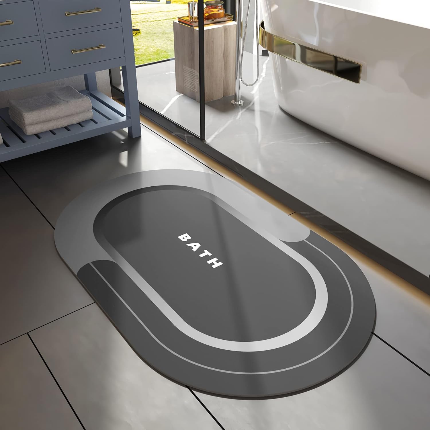 Circle Easy Care Quick Dry Bath Mat - Black