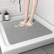 Square PVC Loofah Non-Slip Bath Mat - Gray