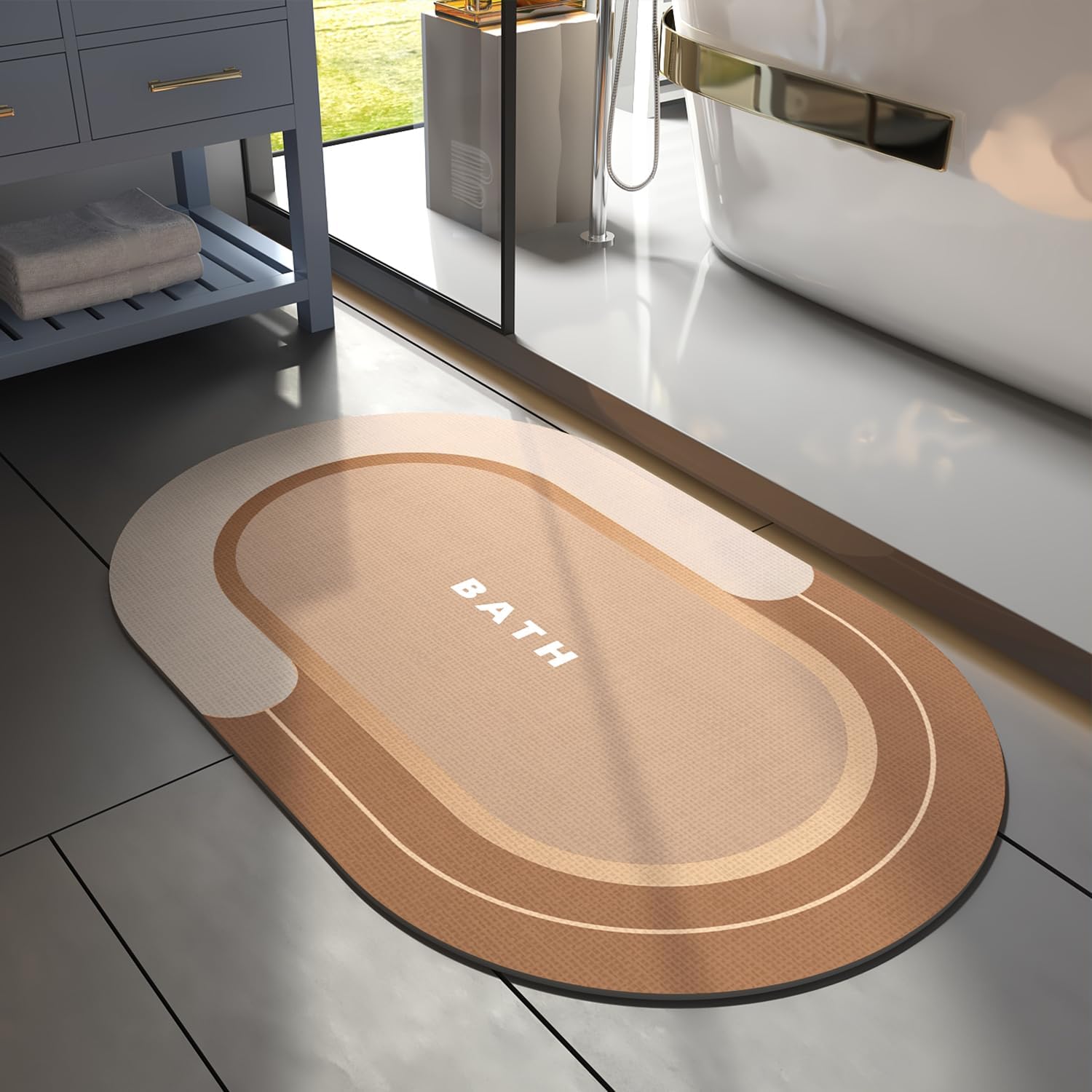 Circle Easy Care Quick Dry Bath Mat - Blue