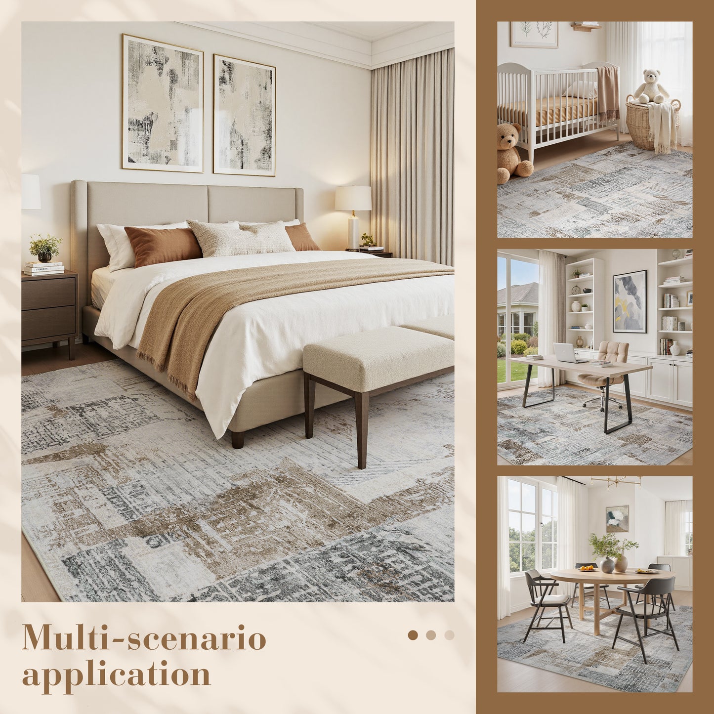 Area Rug Abstract Washable Rugs for Living Room