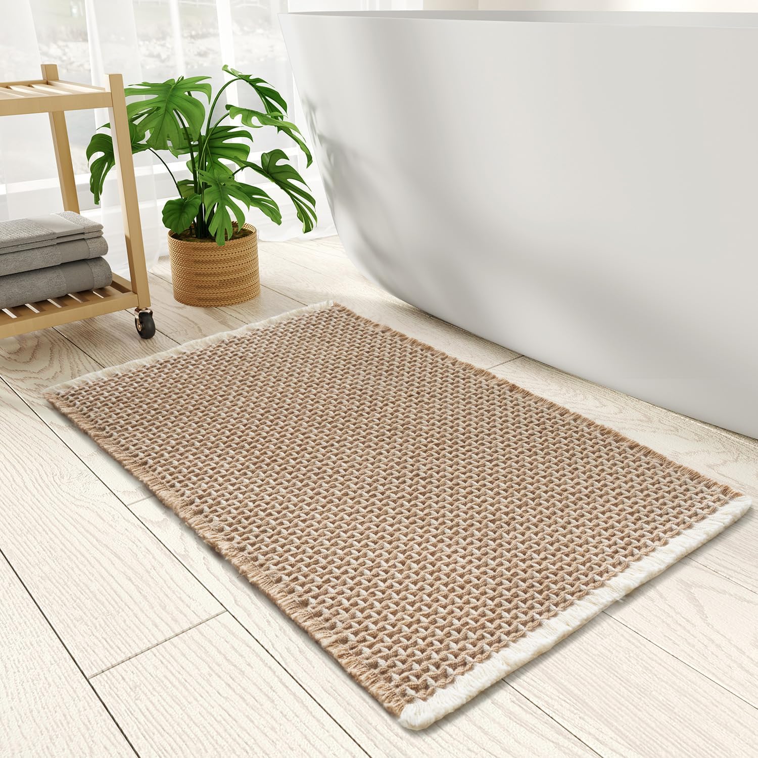 Checkered Non-Slip Bath Mat - Dark Gray