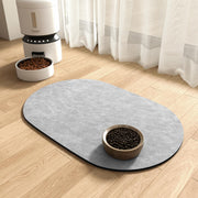 Oval Absorbent Pet Food Mat - Gray