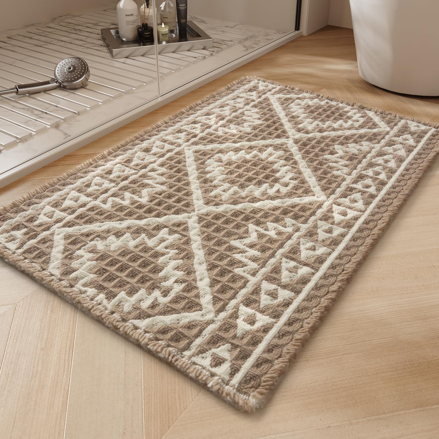 Cycle Waffle Non-Slip Bath Mat - Cream