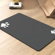 Cute Paw Absorbent Pet Food Mat - Dark Gray