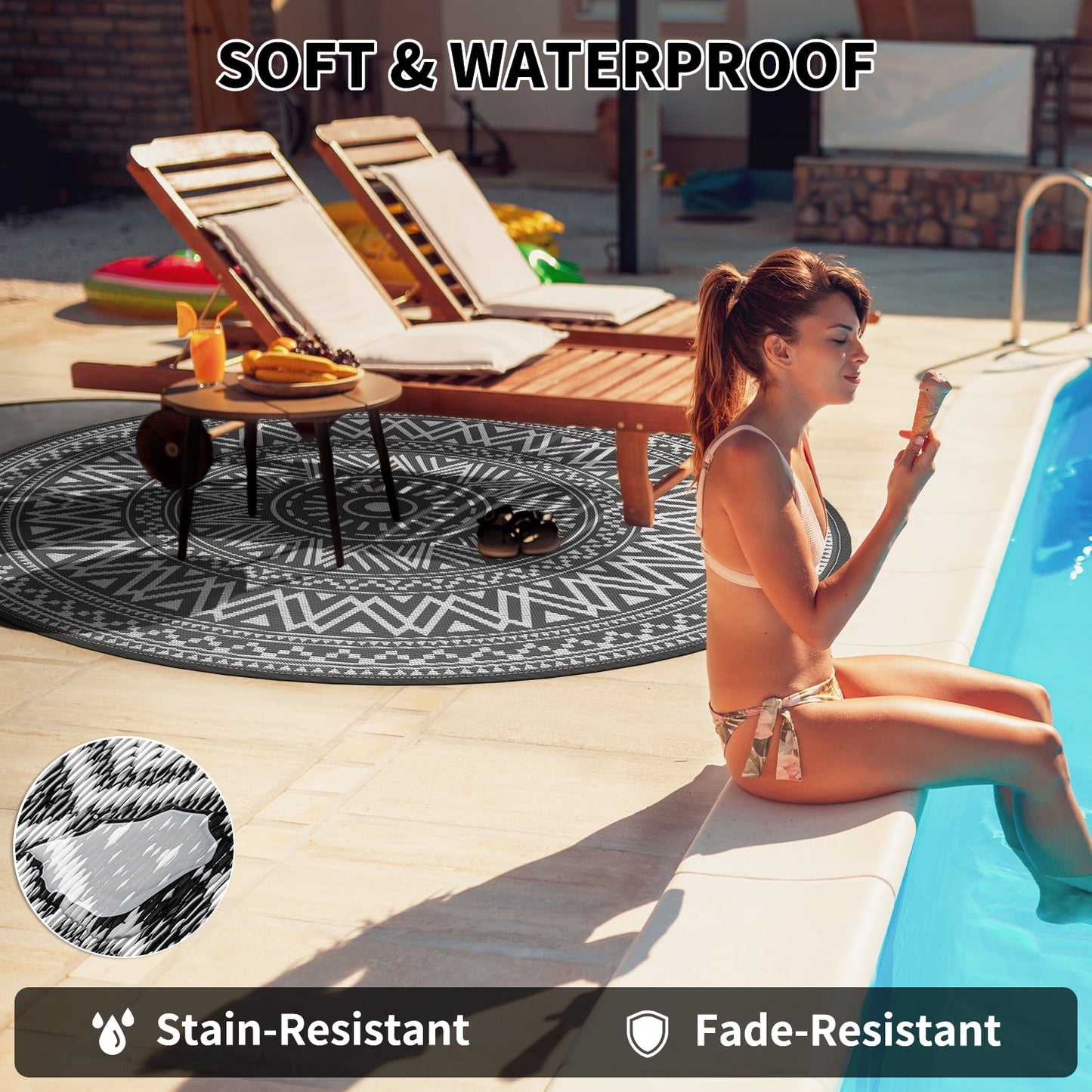 SIXHOME Boho Round Outdoor Rugs