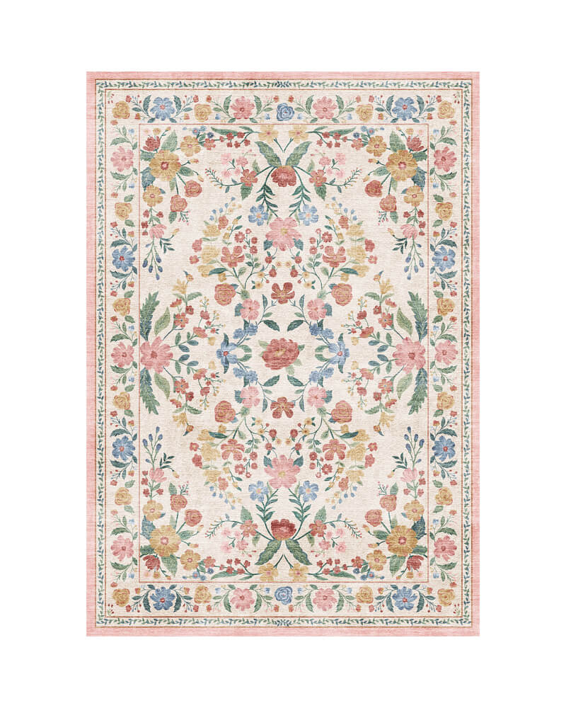 Classic Vintage Floral Rug | Machine Washable & Durable | MontVoo