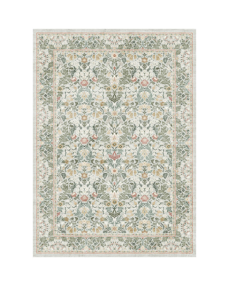 Vintage Traditional Floral Rug | Washable & Family Safe | MontVoo