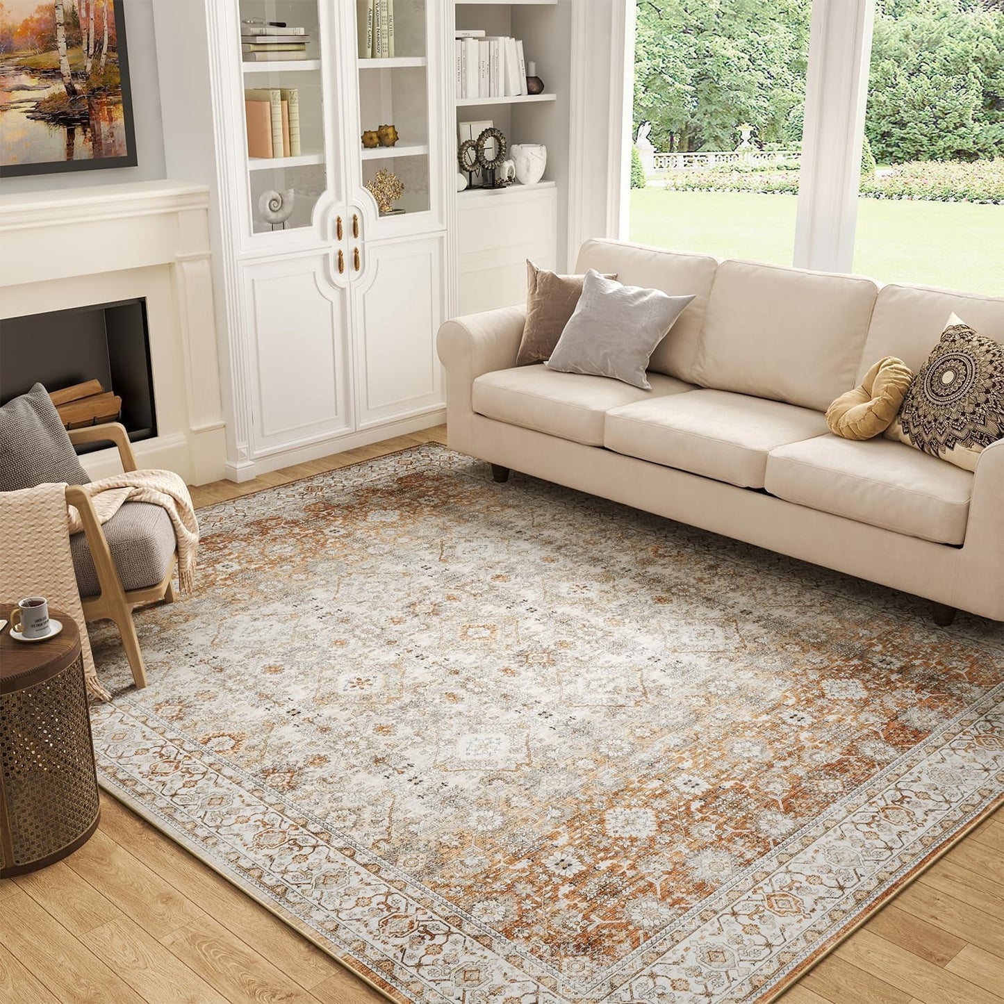 Ombre Vintage Floral Living Room Rug