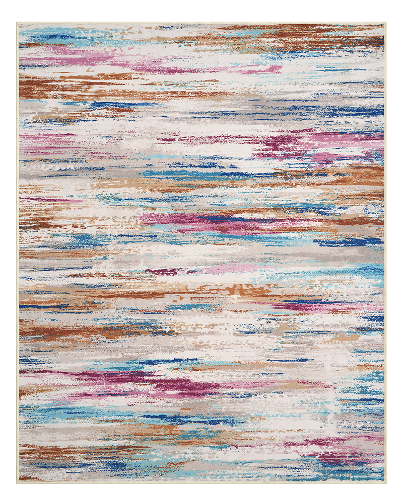 Colorful patterned modern abstract rug for living room, stylish accent piece.