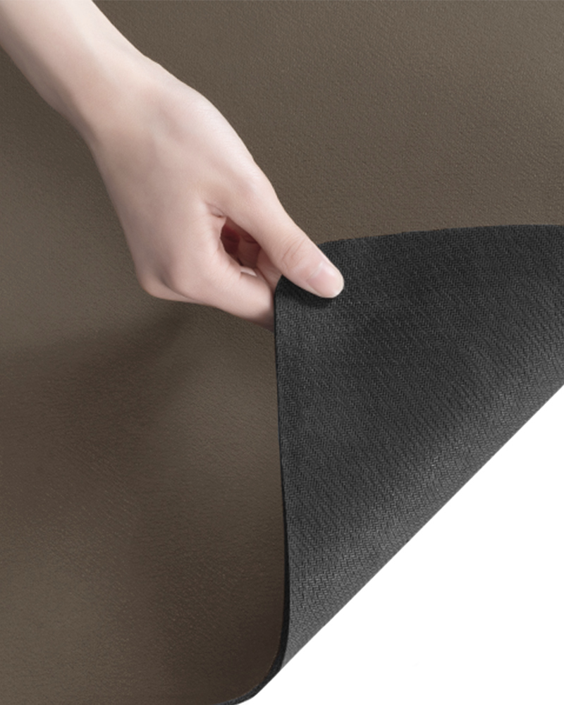 Dish mat under espresso machine, absorbent with rubber backing, MontVooRugs.