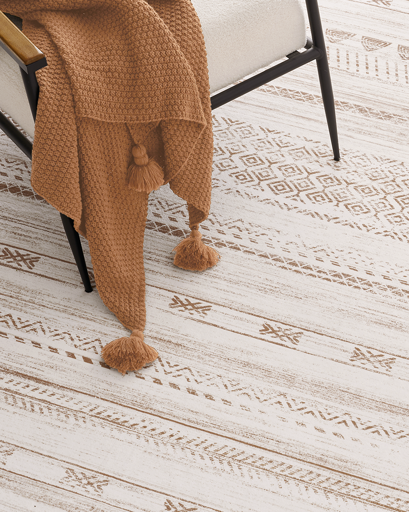 Machine washable boho rug that complements modern home décor and neutral tones.