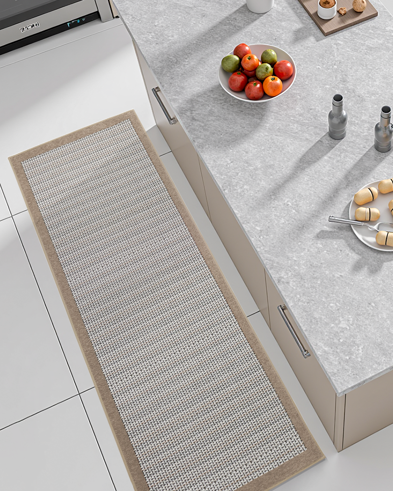 Extra large washable kitchen runner rug with non slip rubber backing.