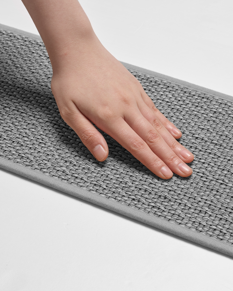 Minimalist linen stair treads, non slip, machine washable, and modern in design.