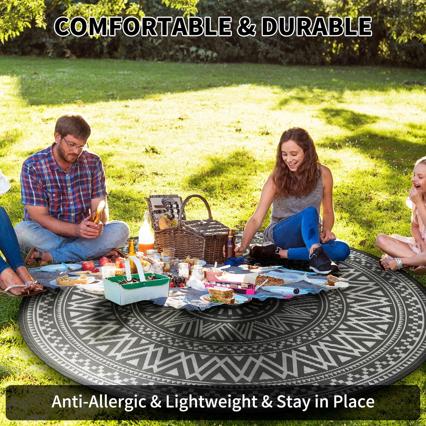 SIXHOME Boho Round Outdoor Rugs