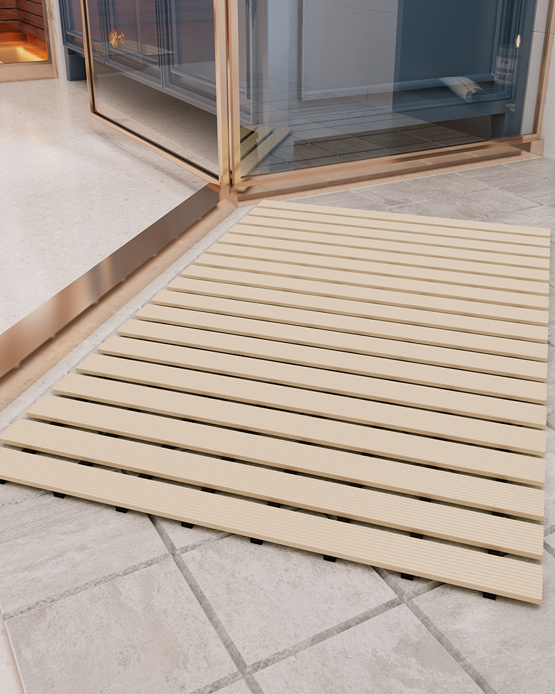 Heavy-duty rubber shower mat, non-slip and safe for wet floors.