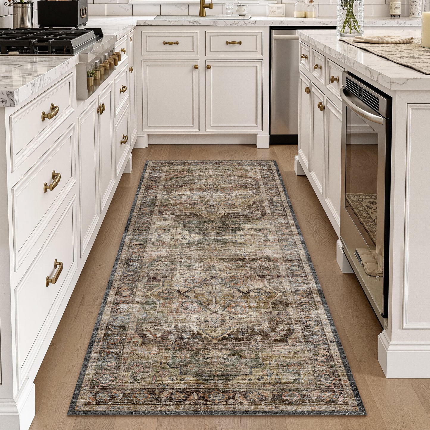 Area Rug Washable Carpet Soft Distressed