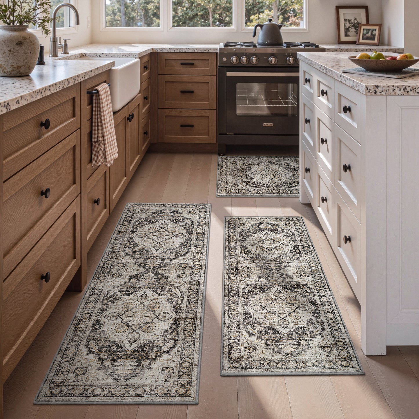 Vintage Kitchen Rugs Set of 3 Runner Rugs for Kitchen 20"x 32"+20"x 48"+20"x 59"