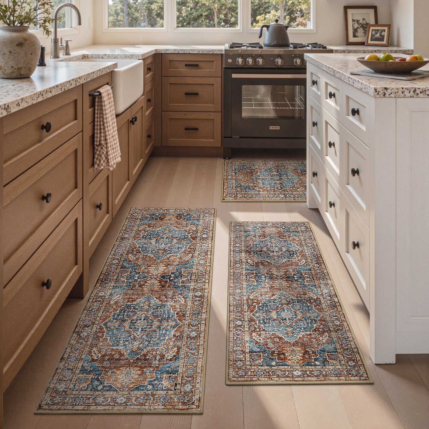 Vintage Kitchen Rugs Set of 3 Runner Rugs for Kitchen 20"x 32"+20"x 48"+20"x 59"