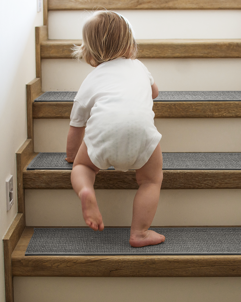 Protective carpet stair treads keep your wooden steps safe from daily wear.
