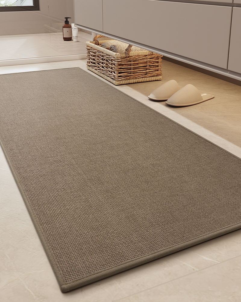 Machine washable ultra thin bath mat, non-slip, absorbent and easy to maintain.