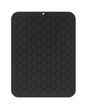 Compact silicone dish drying mat with space-saving reversible design.