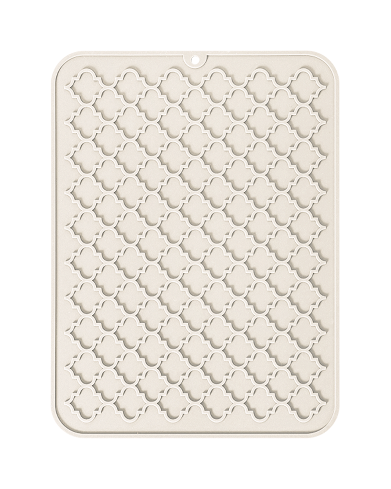 Modern silicone dish mat that keeps your countertop clean, dry, and organized.
