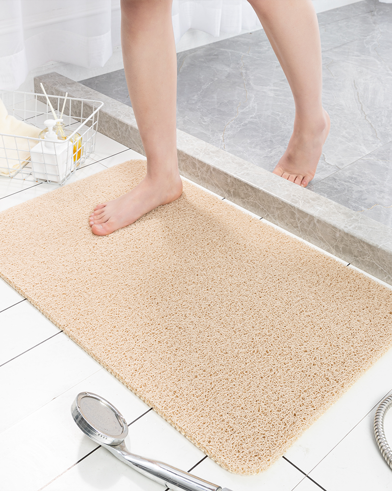 PVC loofah shower mat for bathtub, durable non-slip design with natural drainage holes.