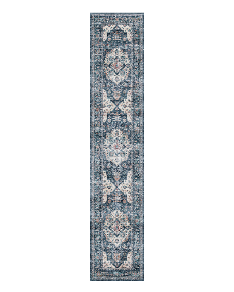 Plush washable rug blending vintage charm and modern functionality.