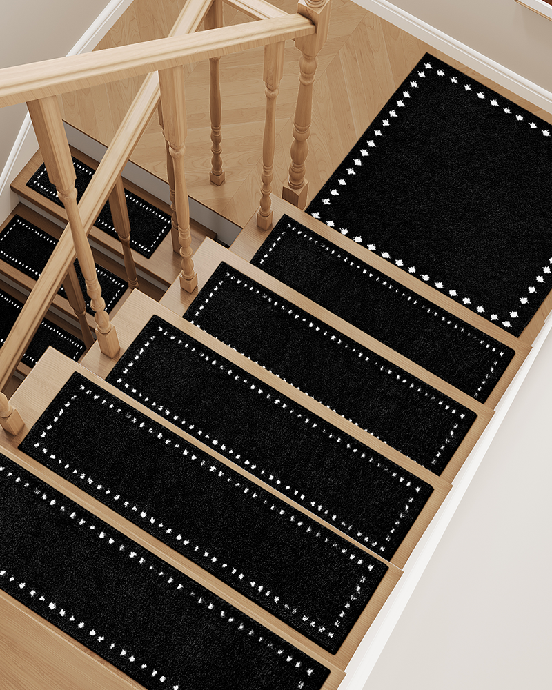 Carpet stair runner, non-slip, ideal for indoor stairs, plush and durable.