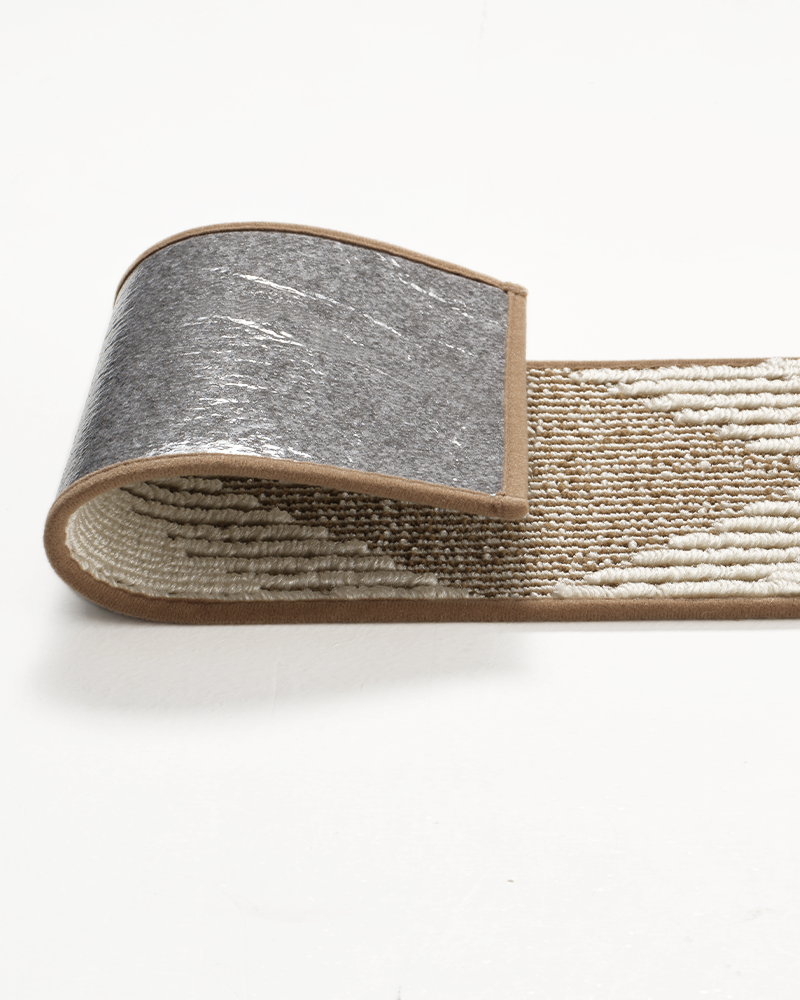 Peel and stick 3D carpet stair treads, safe for children and pets.