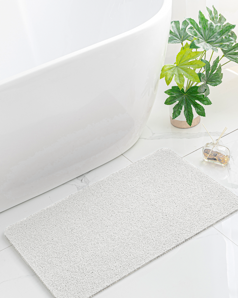 PVC shower mat, quick-dry, soft, non-slip, and comfortable for all ages.