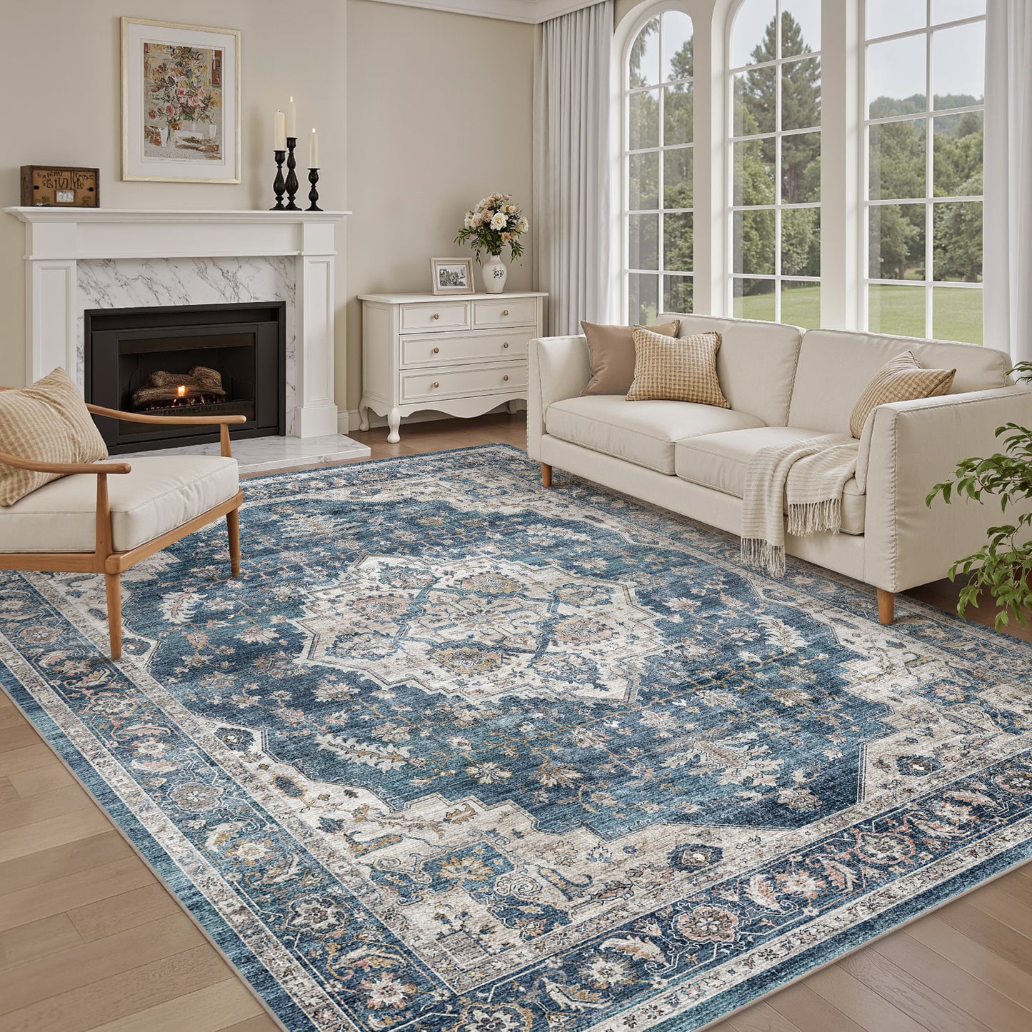 Area Rug Washable Carpet Soft Distressed