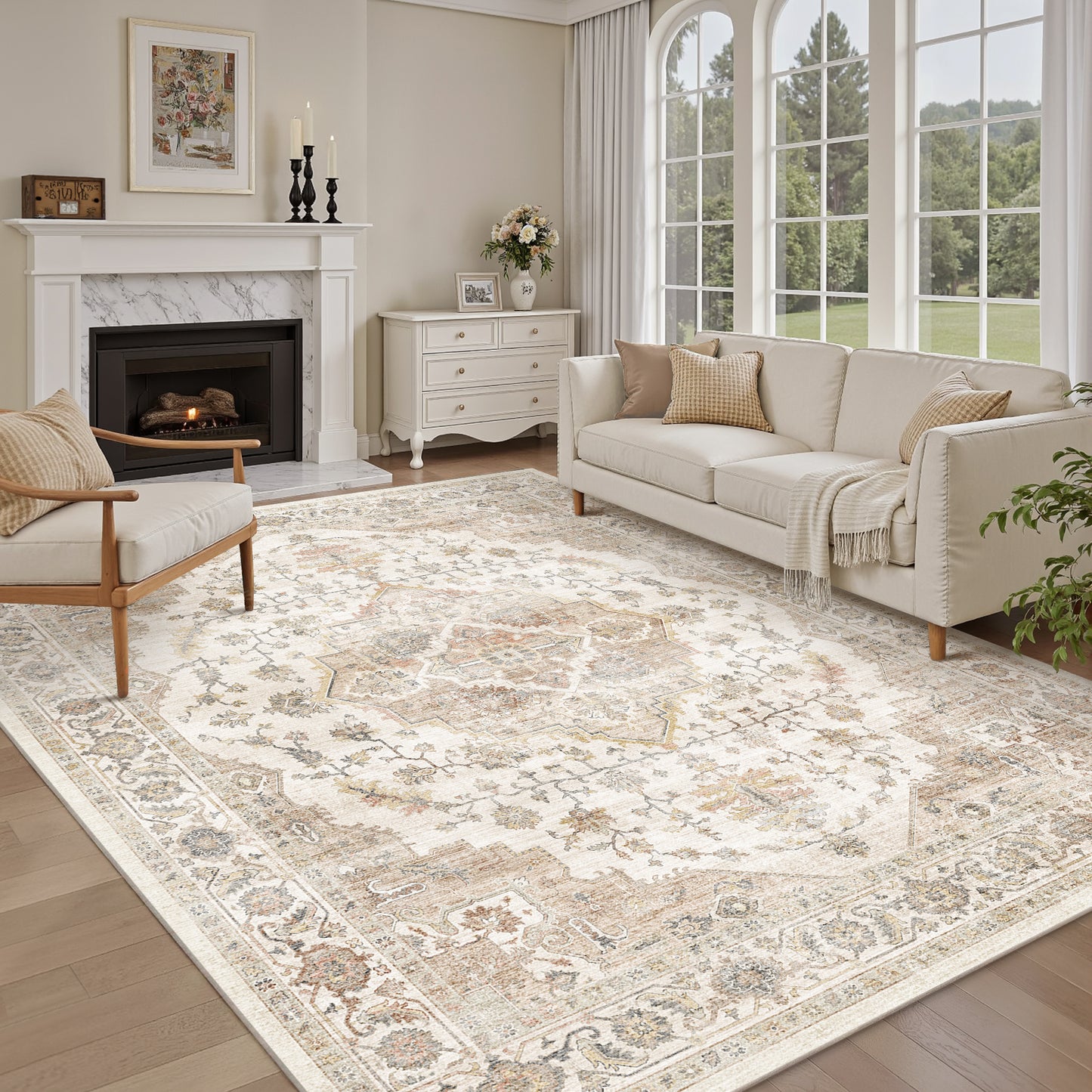 Area Rug Washable Carpet Soft Distressed