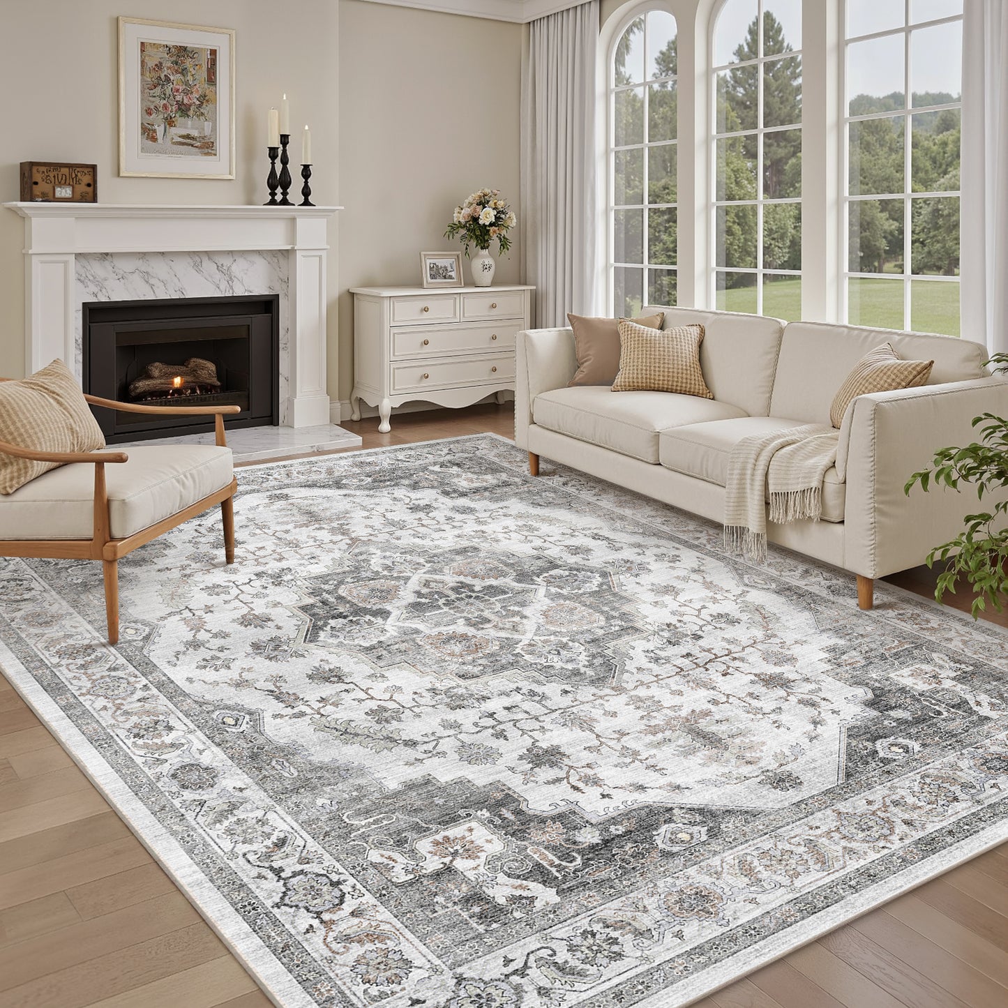Area Rug Washable Carpet Soft Distressed