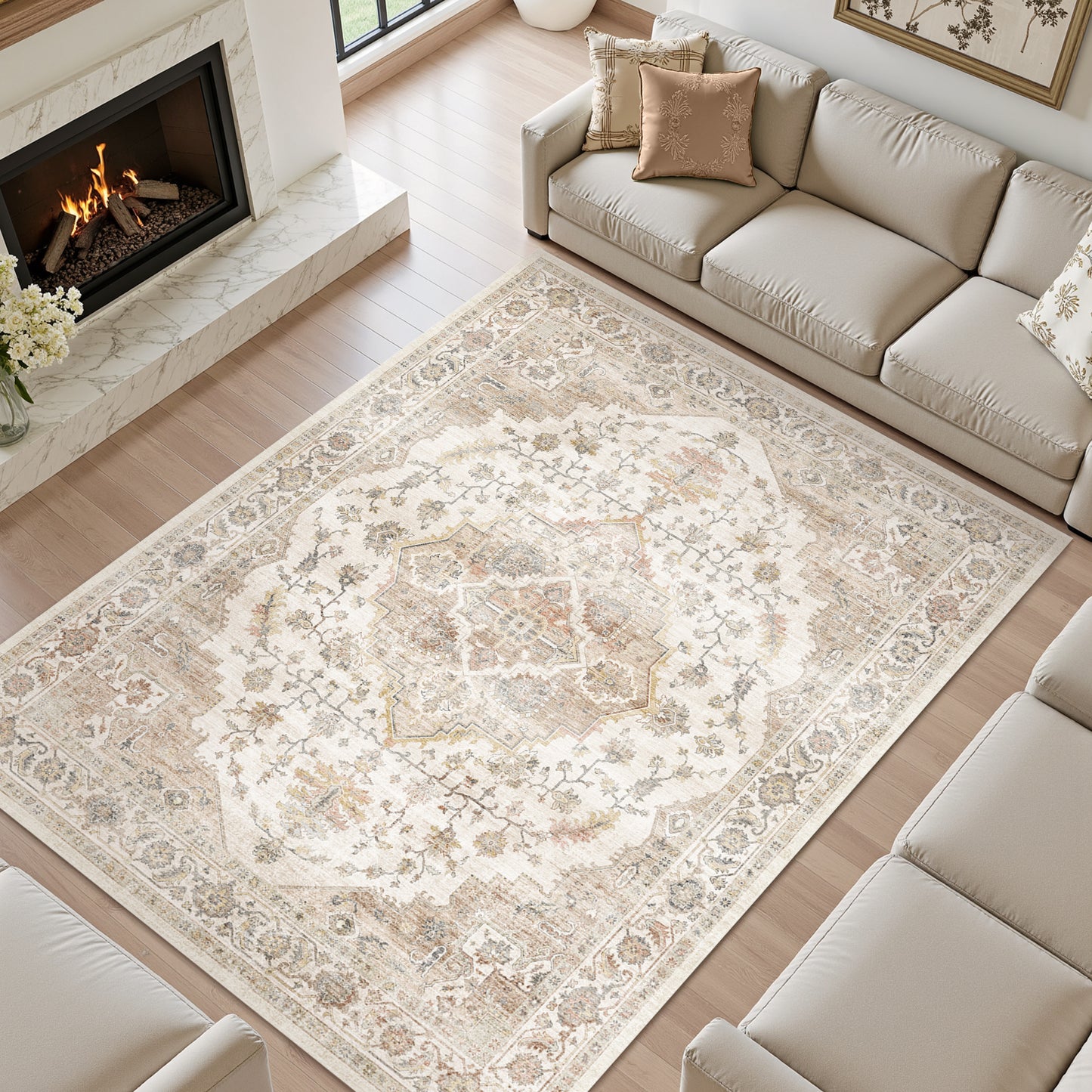 Area Rug Washable Carpet Soft Distressed