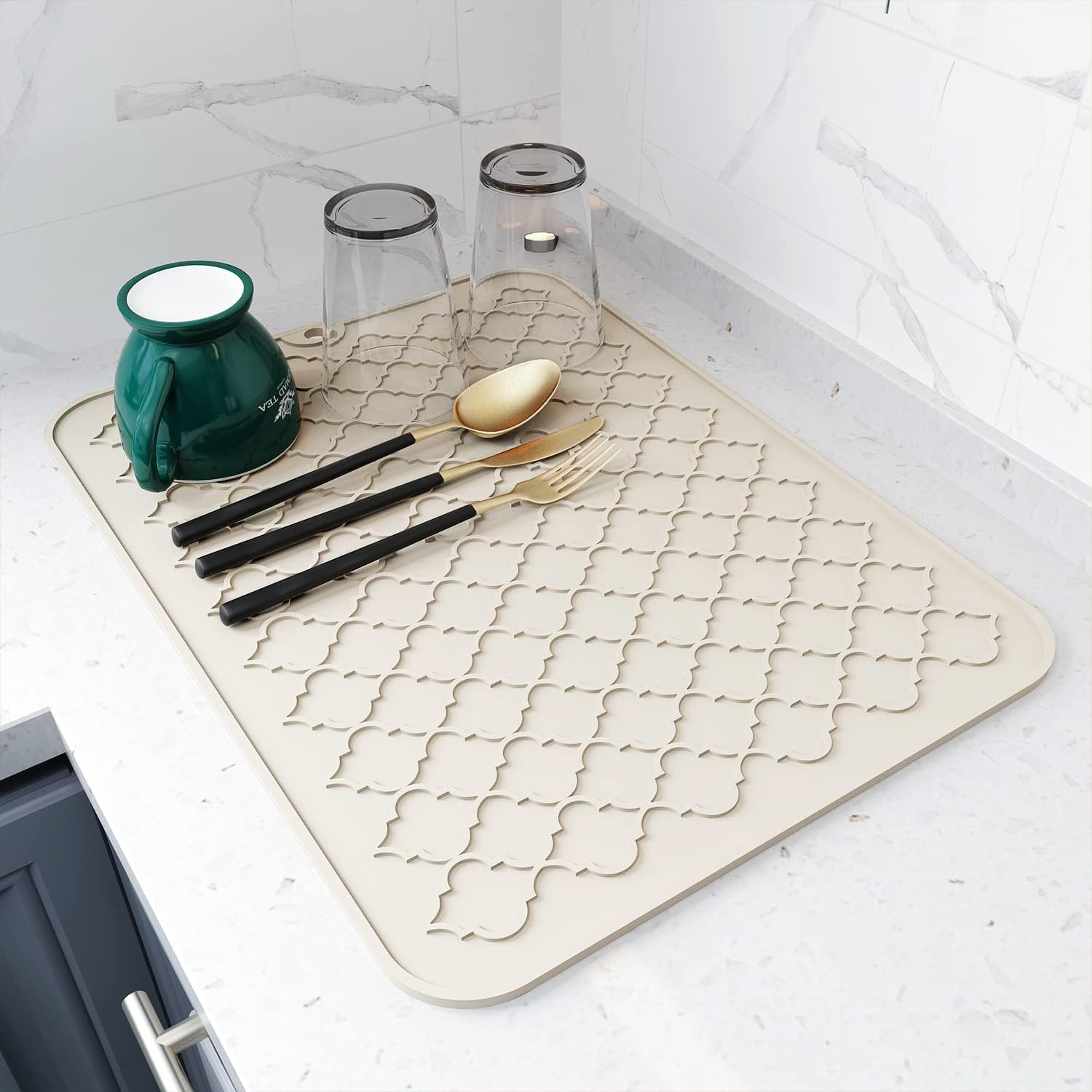 Tapete de silicona para secar platos - Beige