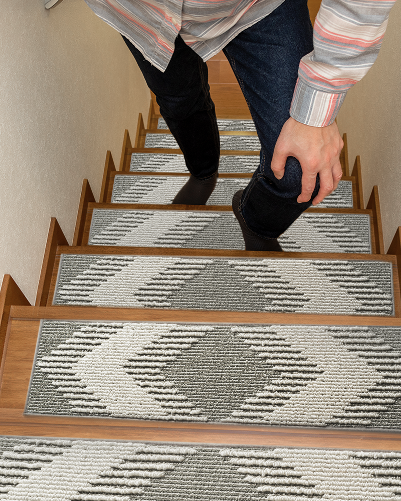 15PCS 3D peel and stick stair treads for indoor use, safe and non-slip.