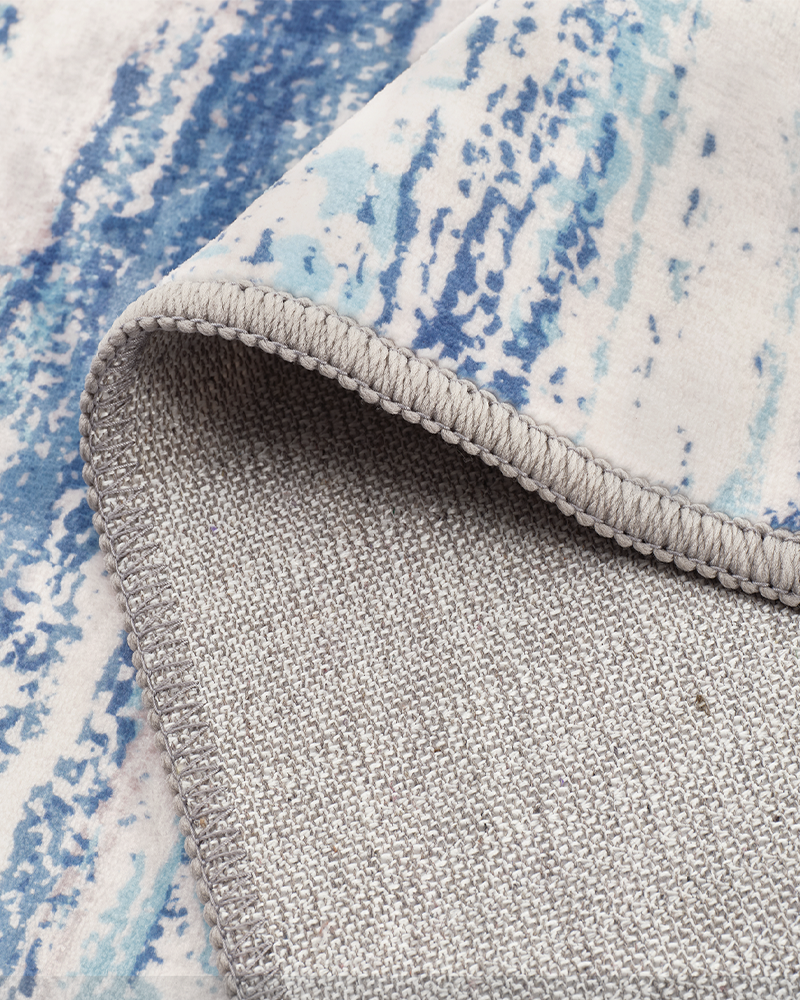 Modern abstract washable rug for living room, soft and stylish floor decor.