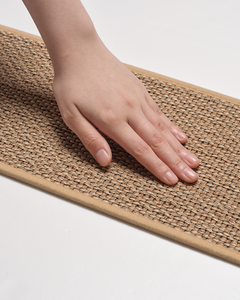 Elegant linen stair treads with anti slip rubber backing, durable and easy to clean.