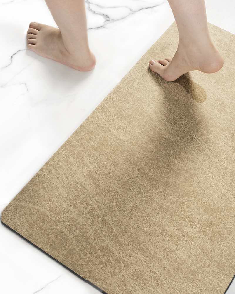 Non slip bathroom mat for shower entry, quick dry and absorbent design.