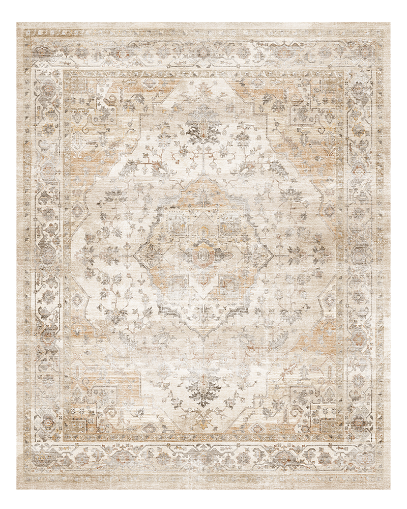 Vintage beige area rug for living room, adds cozy warmth and timeless comfort.